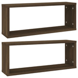 Vidaxl wandschappen kubus 2 st 60x15x23 cm bewerkt hout bruin eiken