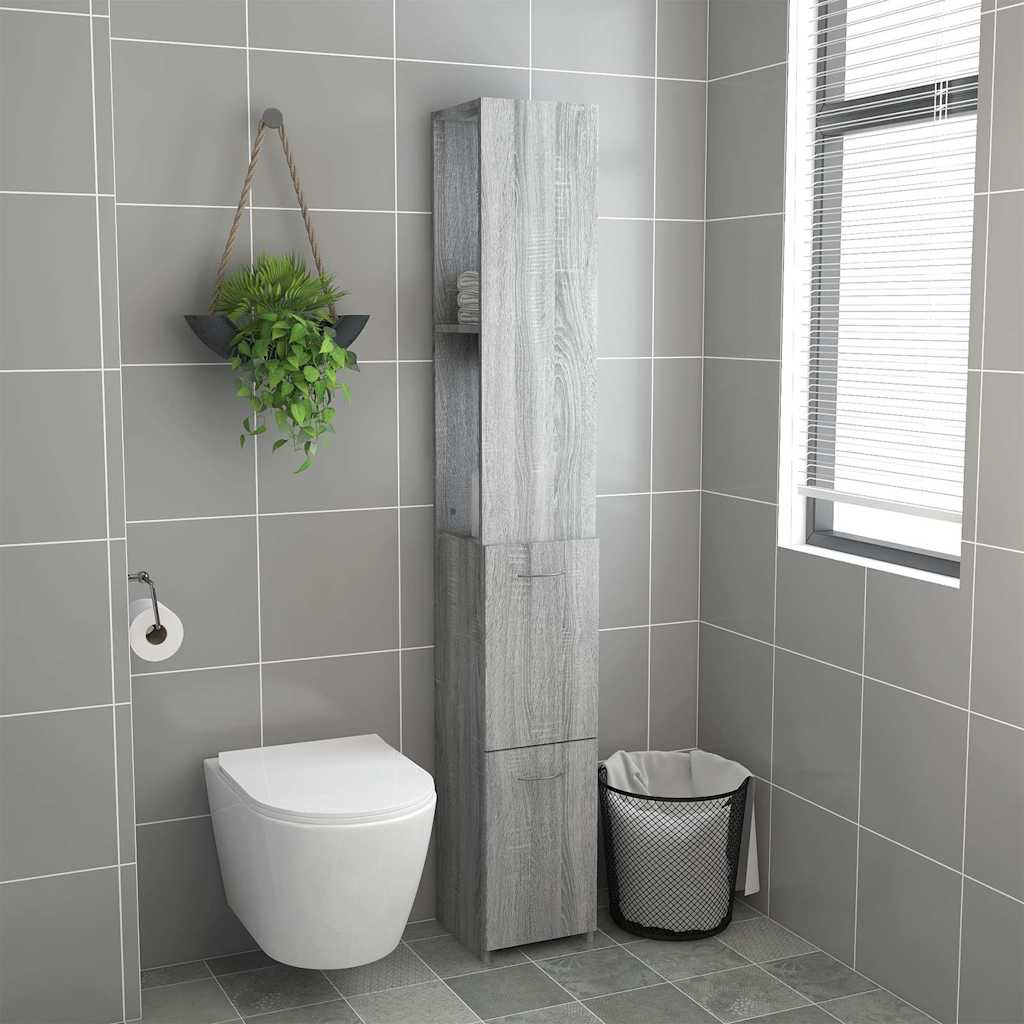 Vidaxl badkamerkast 25x26,5x170cm bewerkt hout grijs sonoma eikenkleur