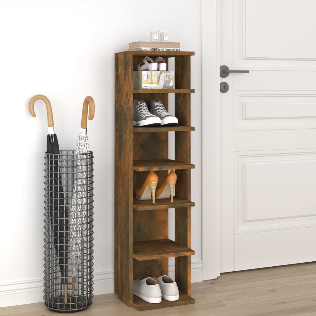 Vidaxl Shoe Rack 27.5x27x102 cm forarbejdet træ røget eg farvet