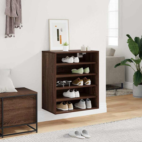 Vidaxl Shoe Cabinet 60x35x70 cm skåret træbrun eg farve