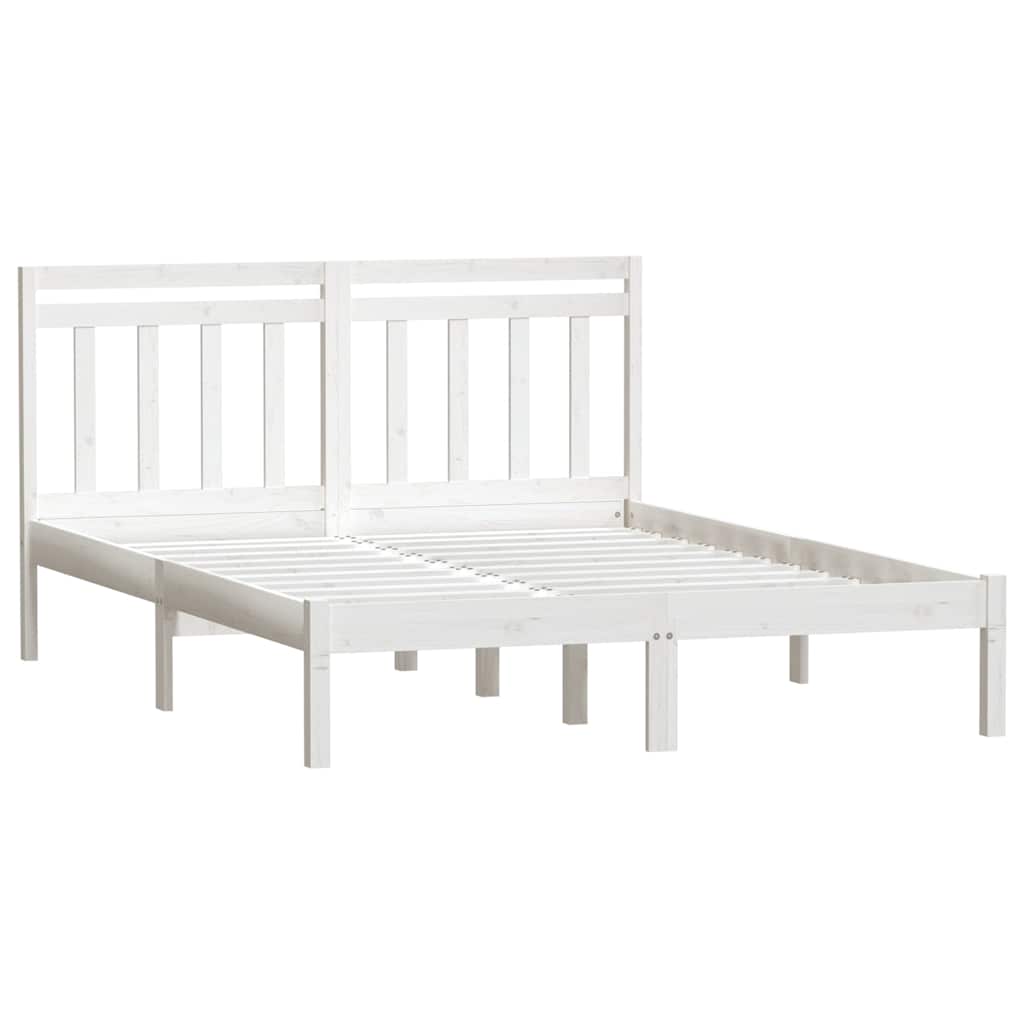 Vidaxl bedframe massief hout wit 135x190 cm