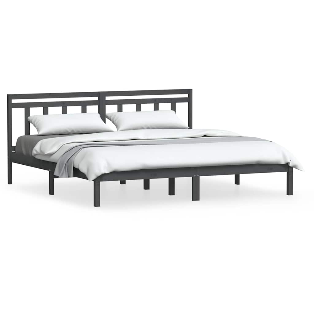 Vidaxl bedframe massief grenenhout grijs 200x200 cm