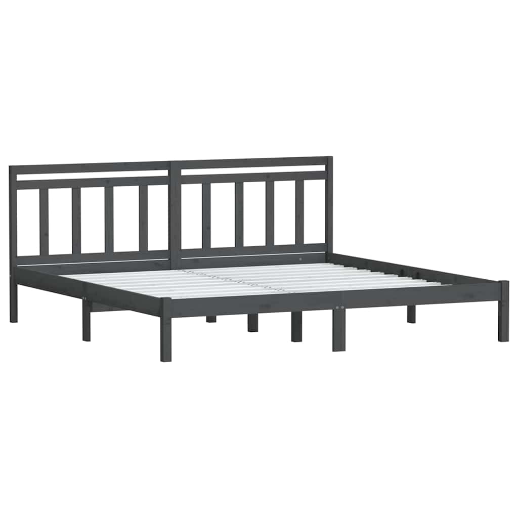 Vidaxl bedframe massief grenenhout grijs 200x200 cm