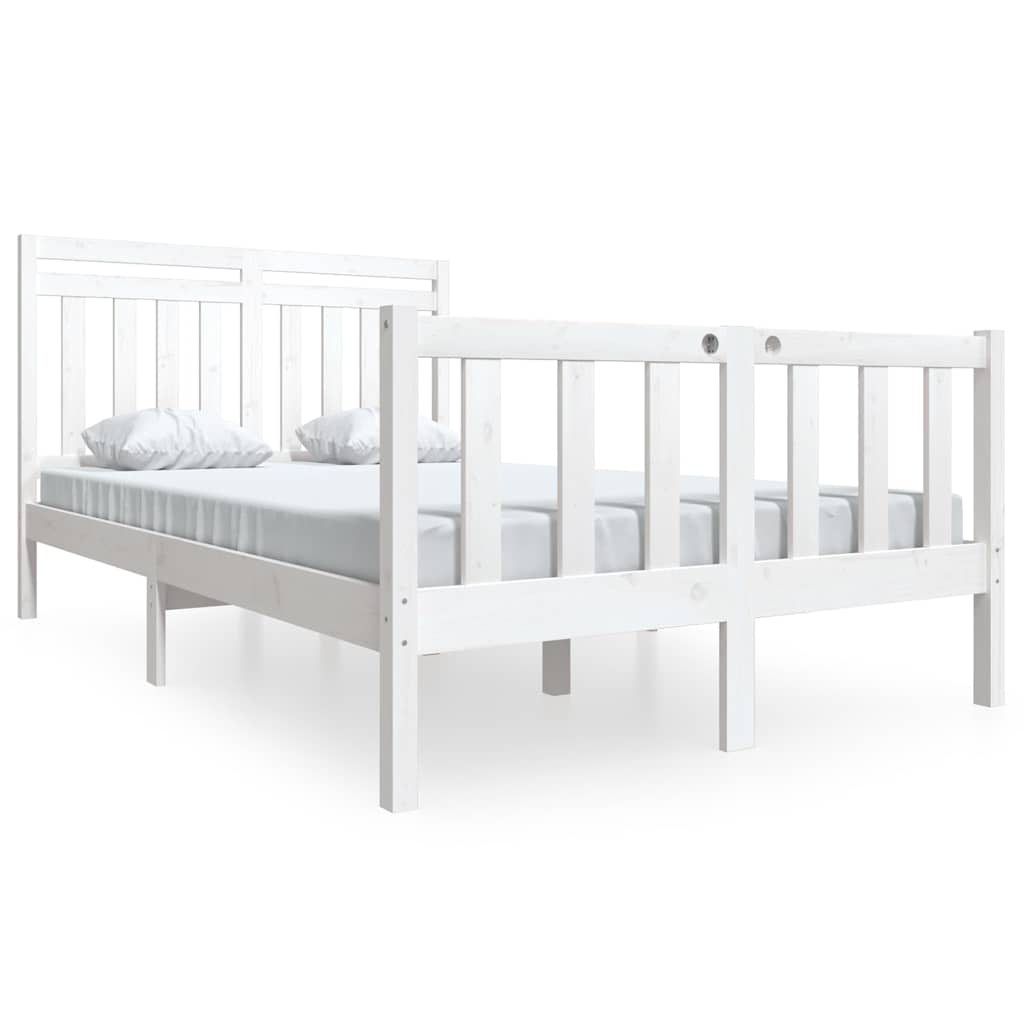 Vidaxl bedframe massief hout wit 135x190 cm