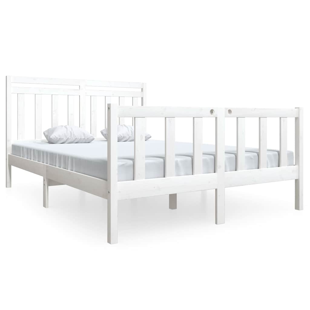 Vidaxl bedframe massief hout wit 140x190 cm