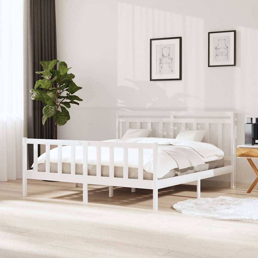 Vidaxl bedframe massief grenenhout wit 160x200 cm