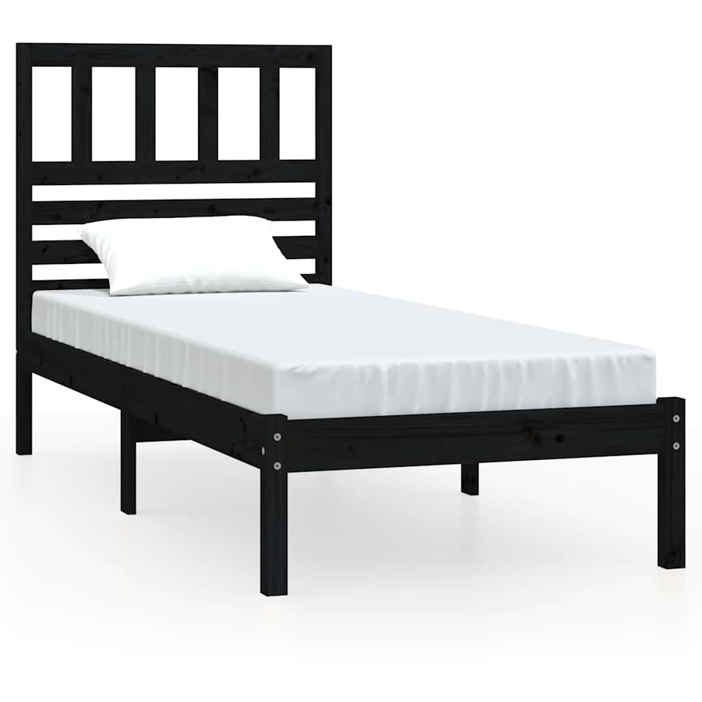 Vidaxl bedframe massief grenenhout zwart 75x190 cm
