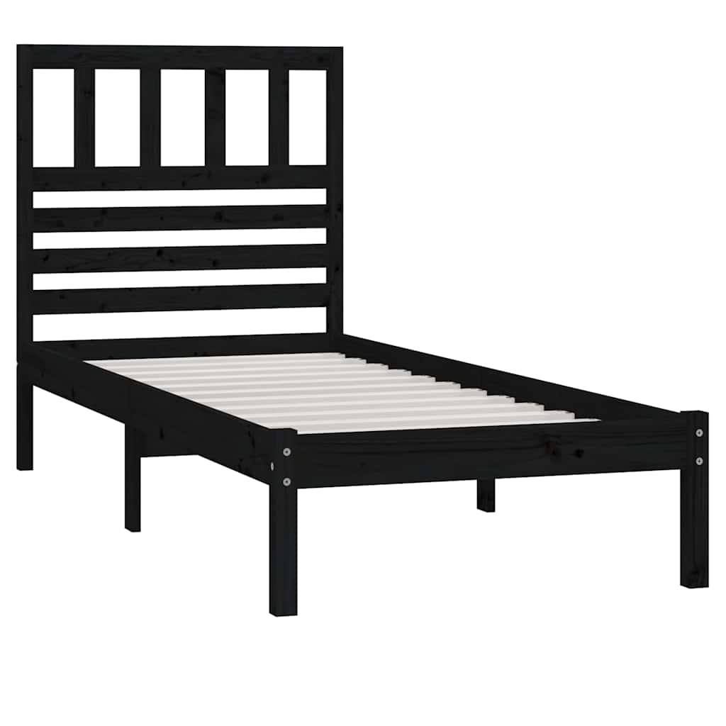 Vidaxl bedframe massief grenenhout zwart 75x190 cm