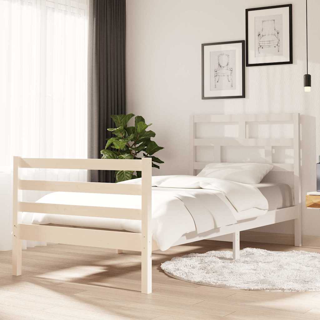 Vidaxl bedframe massief grenenhout wit 90x200 cm