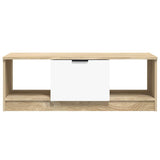 Vidaxl salontafel 102x50x36 cm bewerkt hout wit en sonoma eikenkleurig