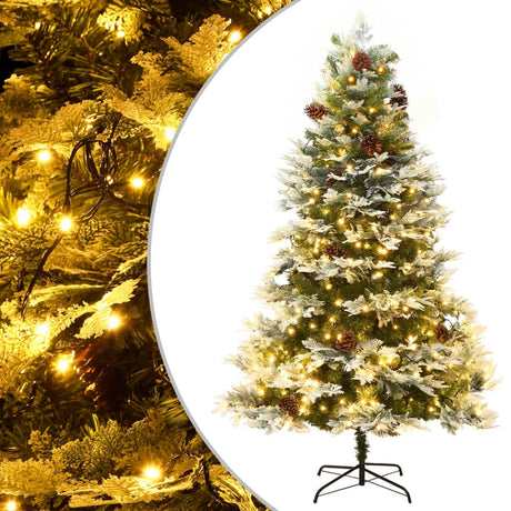 Vidaxl juletræ med LED og fyrretræer 195 cm PVC og PE Green