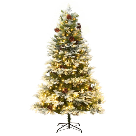 Vidaxl juletræ med LED og fyrretræer 195 cm PVC og PE Green