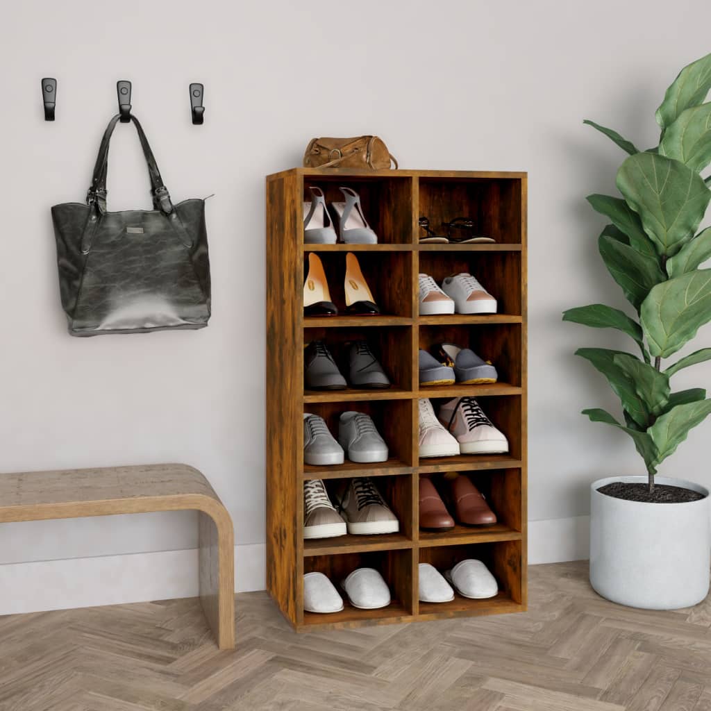 Vidaxx skostativ 54x34x100,5 cm forarbejdet træ, røget eg