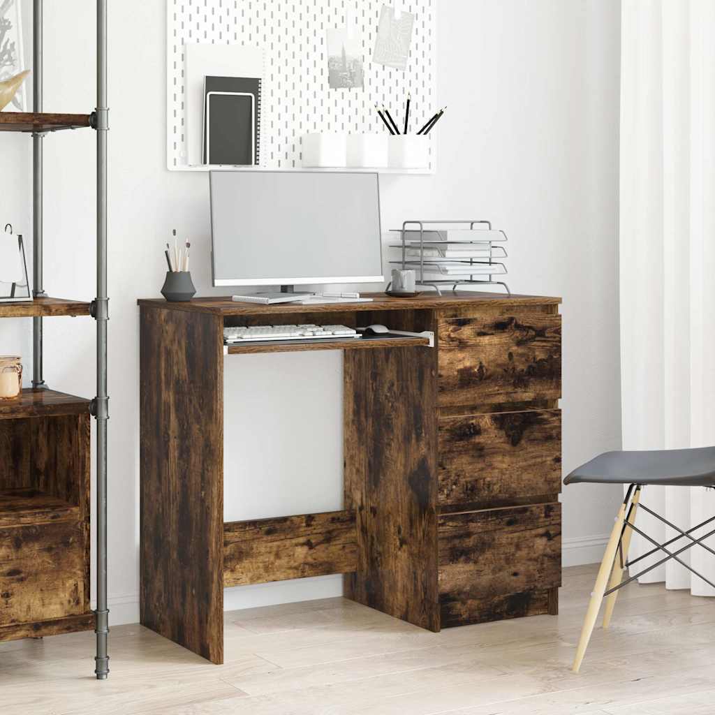 Vidaxl bureau 90x45x76 cm bewerkt hout gerookt eikenkleurig
