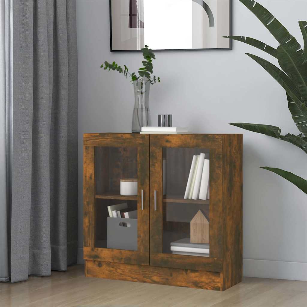 Vidaxl vitrinekast 82,5x30,5x80 cm bewerkt hout gerookt eikenkleurig
