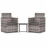 Vidaxl 3-delige loungeset met kussens poly rattan grijs