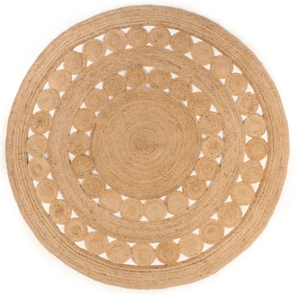 Vidaxl tæppe med design omkring 210 cm flettet jute