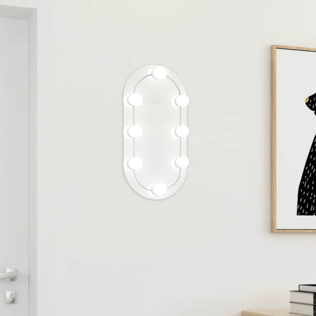 Vidaxxl spejl med LED belysning 40x20 cm glas oval