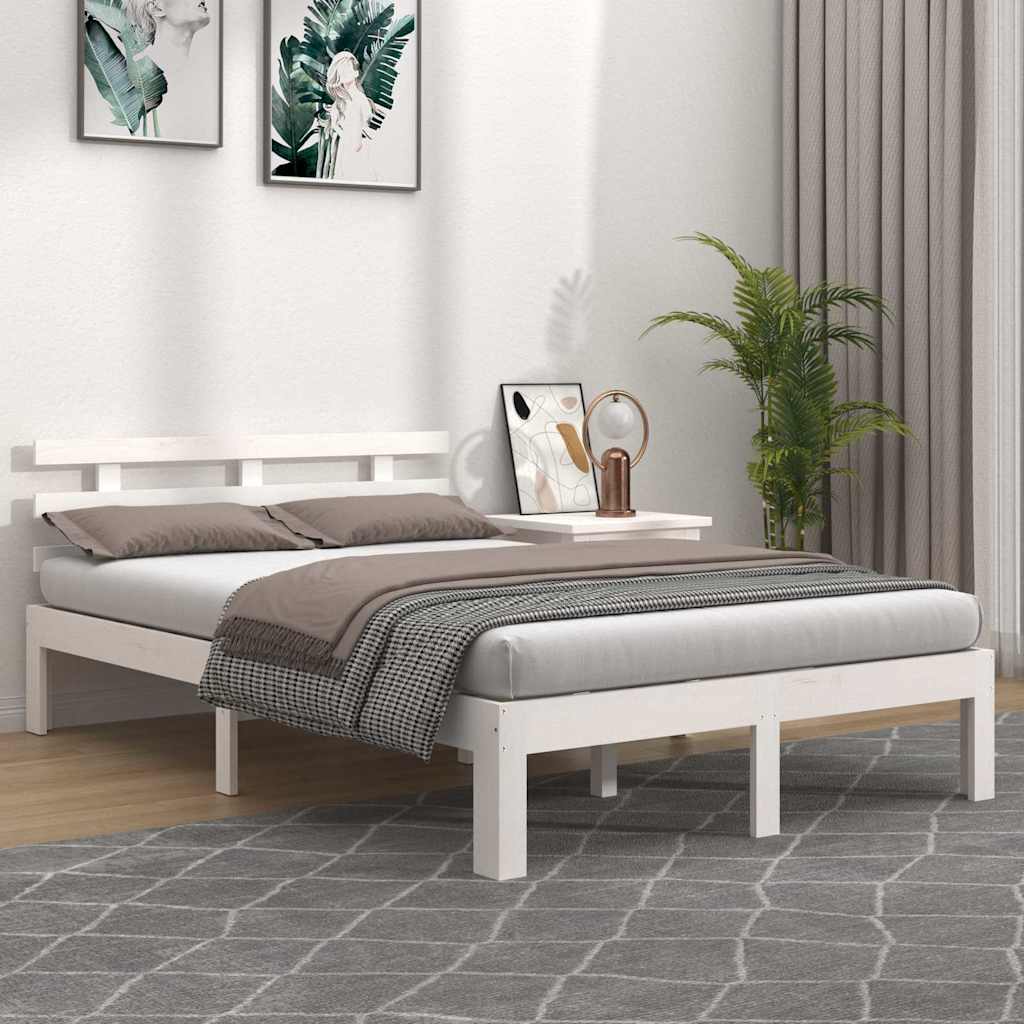 Vidaxl bedframe massief hout wit 150x200 cm