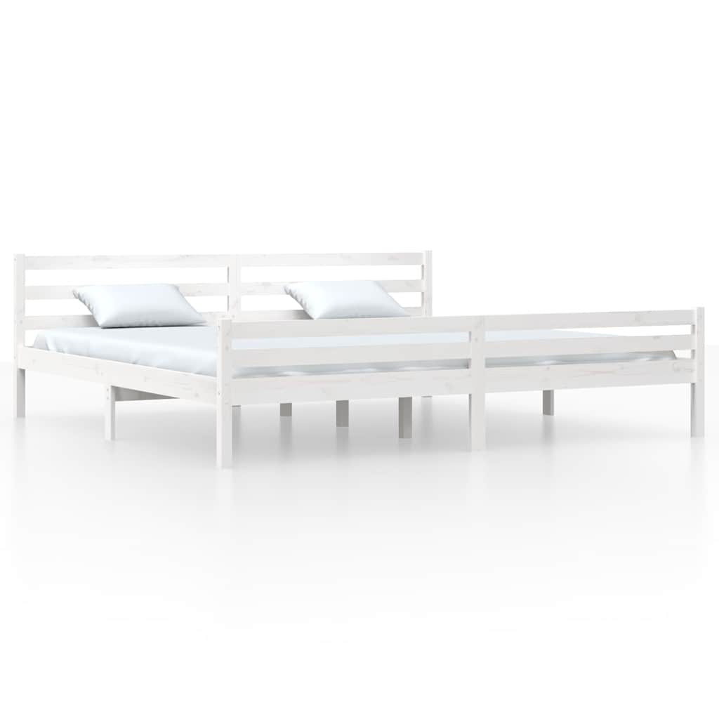 Vidaxl bedframe massief hout wit 200x200 cm