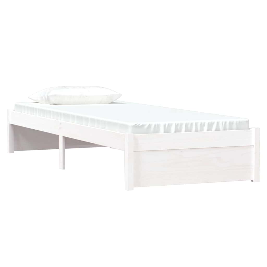 Vidaxl bedframe massief hout wit 75x190 cm