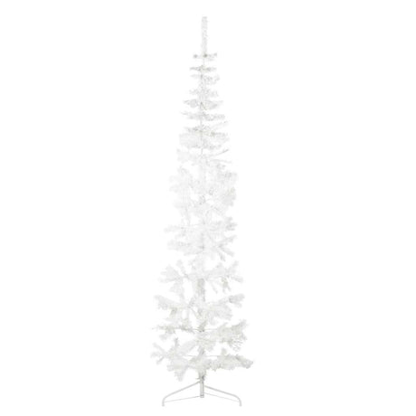 Vidaxl Kunstkerstboom halvdelen med standard smal 210 cm hvid
