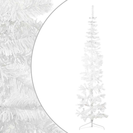 Vidaxl Kunstkerstboom halvdelen med standard smal 210 cm hvid