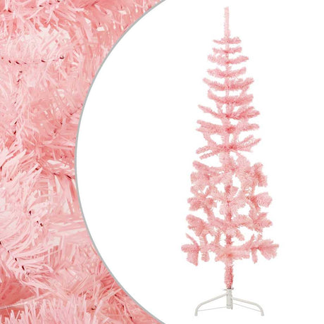 Vidaxl Kunstkerstboom halvt med standard smalle 120 cm lyserød