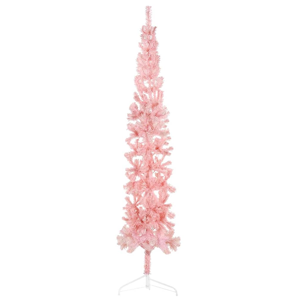 Vidaxl Kunstkerstboom halvdelen med standard smal 210 cm lyserød