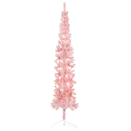 Vidaxl Kunstkerstboom halvdelen med standard smal 210 cm lyserød