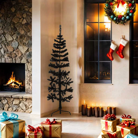 Vidaxl Kunstkerstboom halvt med standard smal 150 cm sort