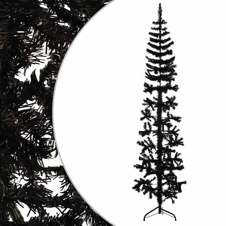 Vidaxl Kunstkerstboom halvdelen med standard smal 180 cm sort