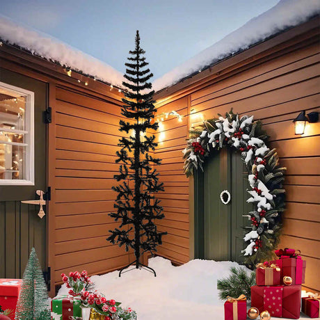 Vidaxl kunstig juletræ halvt med standard smal 240 cm sort