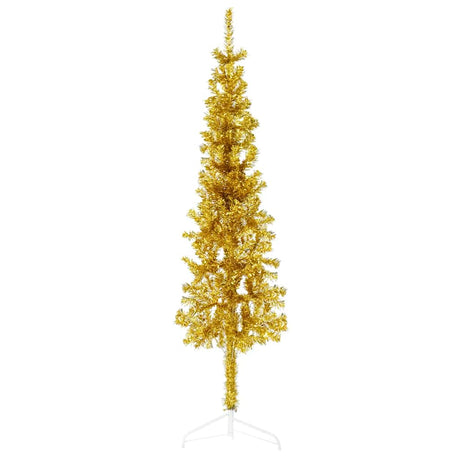 Vidaxl kunstig juletræ halvt med standard smal 150 cm guldfarvet