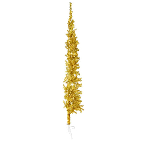 Vidaxl Kunstkerstboom halvdelen med standard smal 210 cm guldfarvet