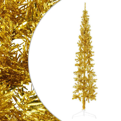 Vidaxl Kunstkerstboom halvdelen med standard smal 240 cm guldfarvet