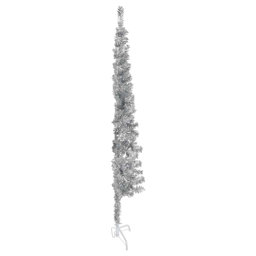 Vidaxl Kunstkerstboom halvdelen med standard smal 150 cm sølvfarvet