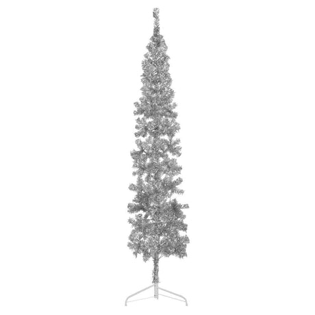 Vidaxl Artificial Christmas Tree Half med standard smal 210 cm sølvfarvet