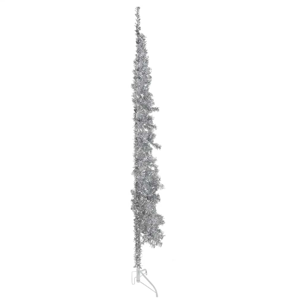 Vidaxl Artificial Christmas Tree Half med standard smal 210 cm sølvfarvet
