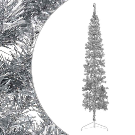 Vidaxl Kunstkerstboom halvdelen med standard smal 240 cm sølvfarvet
