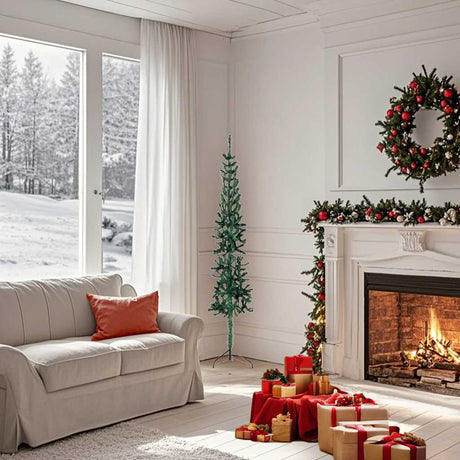 Vidaxl Kunstkerstboom halvdelen med standard smal 150 cm grøn