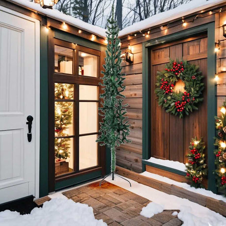 Vidaxl Kunstkerstboom halvdelen med standard smal 240 cm grøn