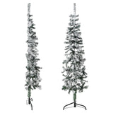 Vidaxl Kunstkerstboom halvt med sne smal 120 cm