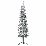 Vidaxl Kunstkerstboom halvt med sne smal 150 cm