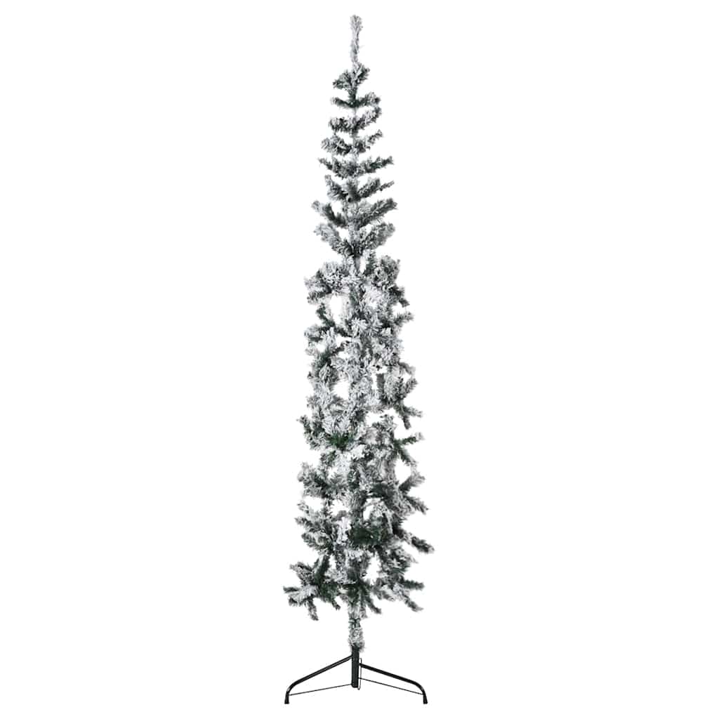 Vidaxl Kunstkerstboom halvt med sne smal 180 cm