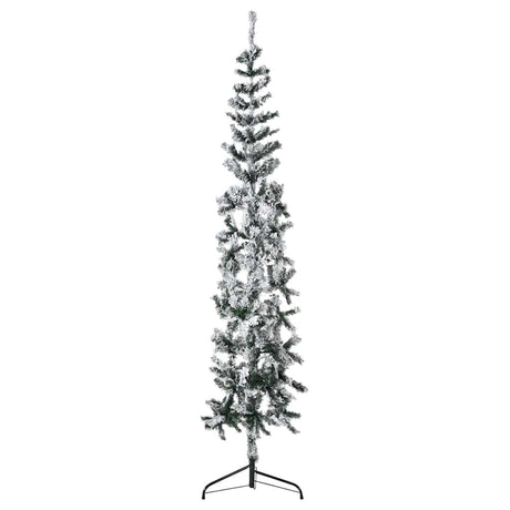Vidaxl Kunstkerstboom halvt med sne smal 180 cm