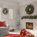 Vidaxl Kunstkerstboom halvt med sne smal 180 cm