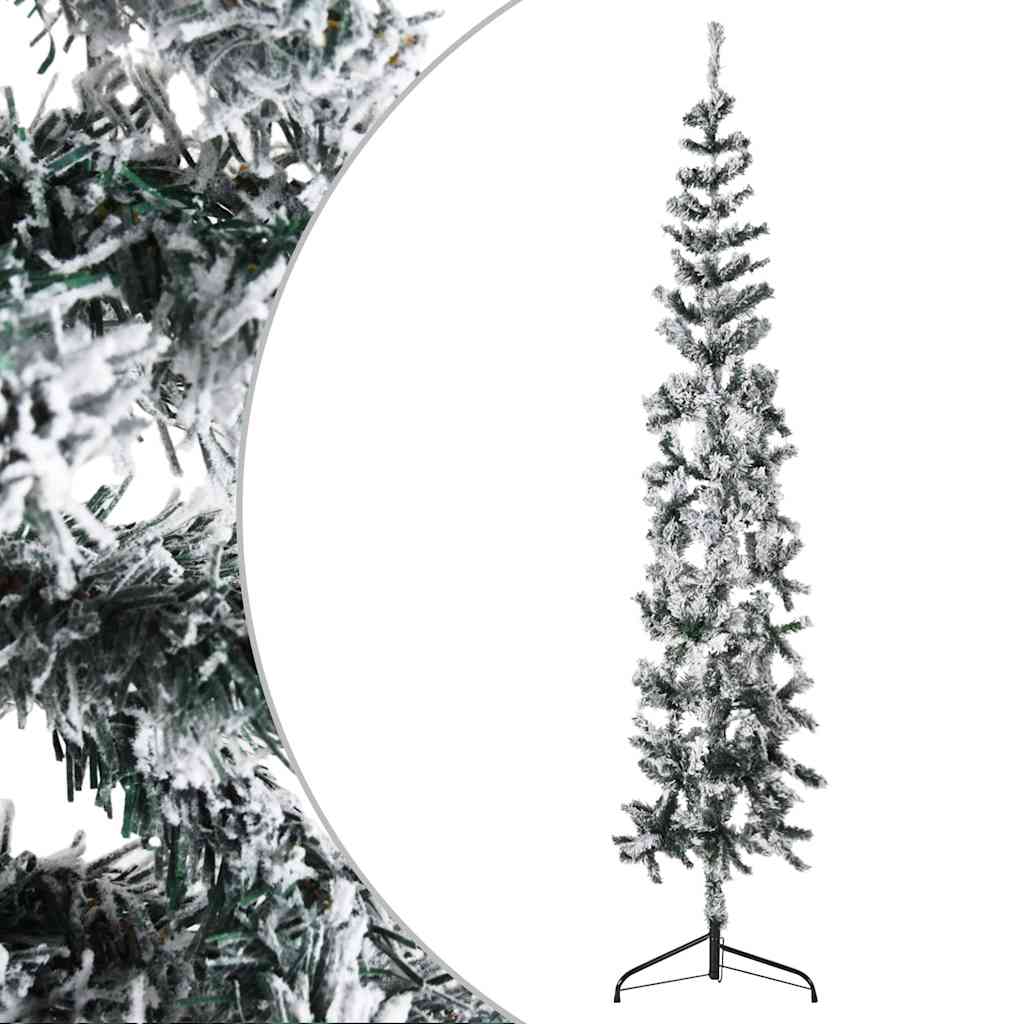 Vidaxl Kunstkerstboom halvt med sne smal 180 cm