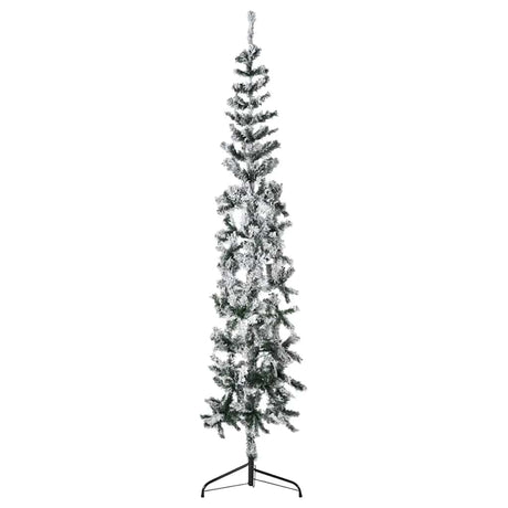 Vidaxx kunstigt juletræ halvt med sne smal 210 cm