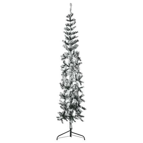Vidaxl Kunstkerstboom halvt med sne smal 240 cm